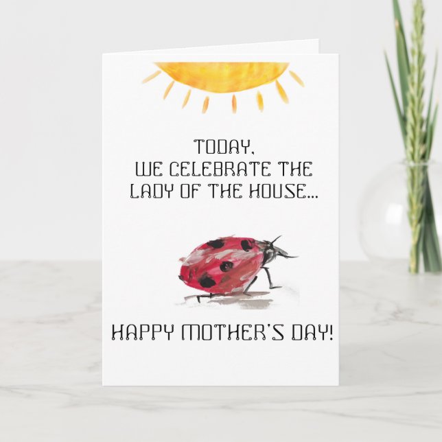 Lady (coccinelle) de la maison- Carte de fête des  (Devant)