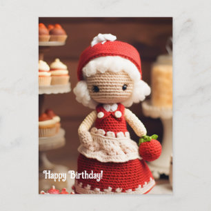 Lady Crochet and cupcakes Birthday Postcard