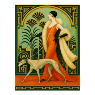 Lady déco sophistiquée avec affiche Greyhound/
