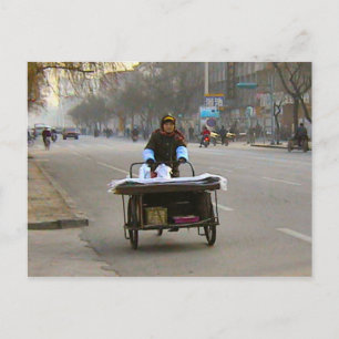 Lady delivering goods postcard