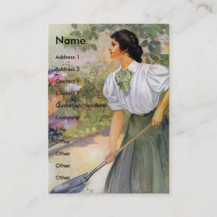 Lady Digging in Her Flower Garden Business Card