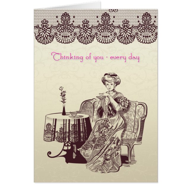 lady drinks tea (Front)