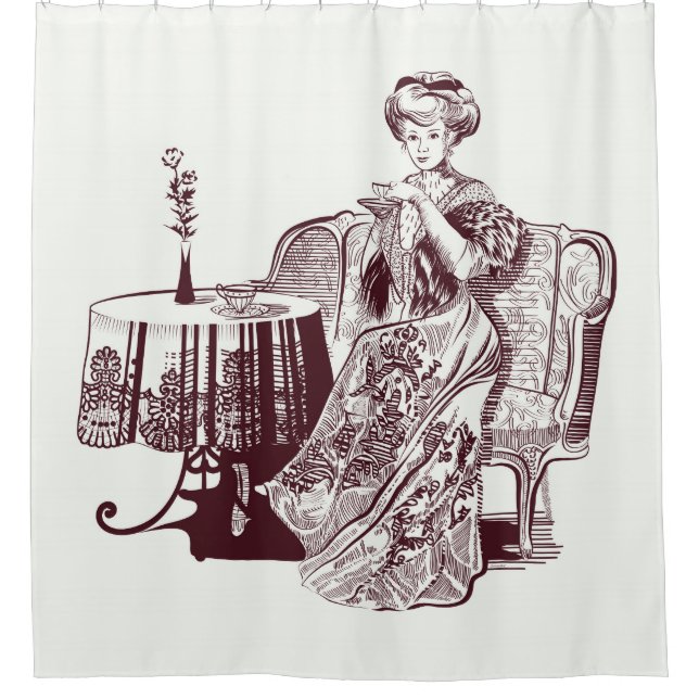lady drinks tea (Front)