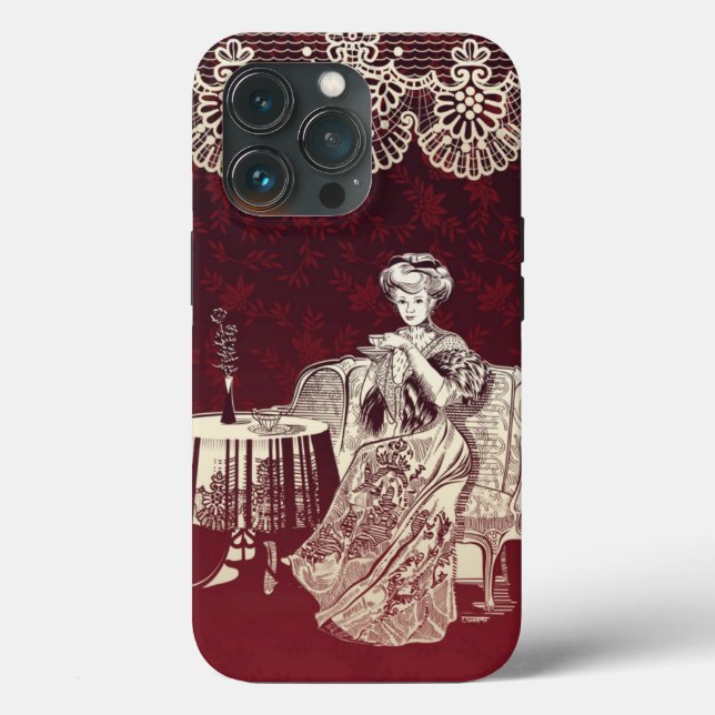 Lady drinks tea Case-Mate iPhone case (Back)