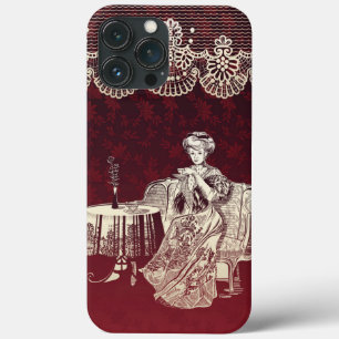 lady drinks tea iPhone 13 pro max case