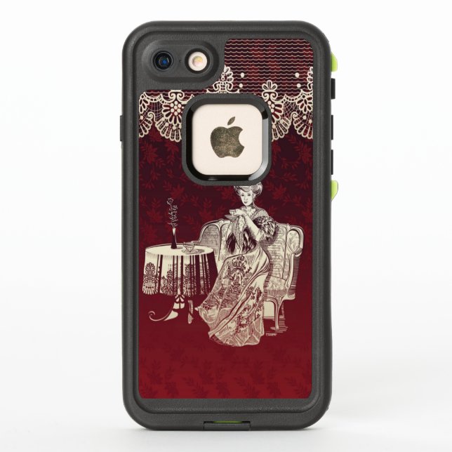 lady drinks tea LifeProof iPhone case (Back)