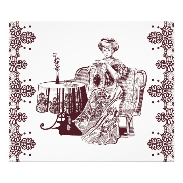 lady drinks tea photo print (Front)