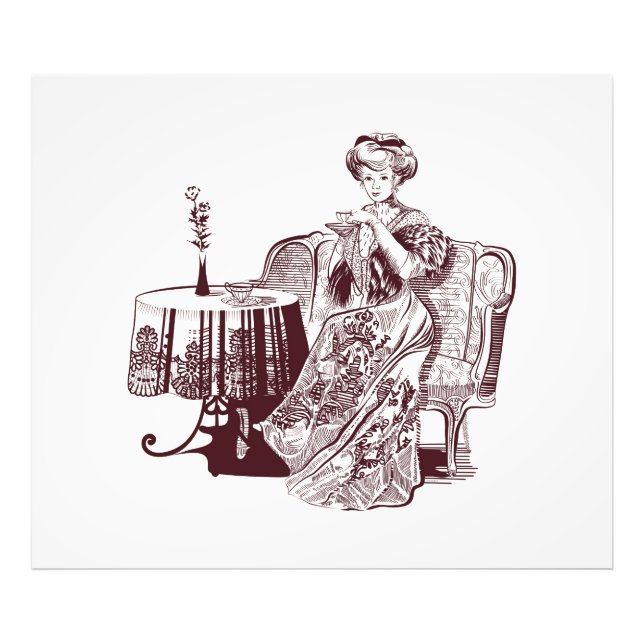 lady drinks tea photo print (Front)