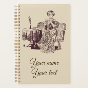 lady drinks tea planner