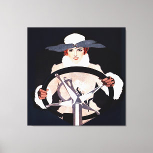 Lady Driver Fadeaway Girl by C Coles Phillips Canvas Print