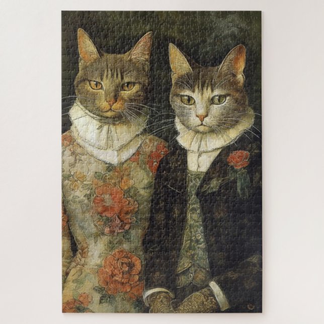 Lady et Lord Royal Regal Victorian Cat Puzzle (Vertical)