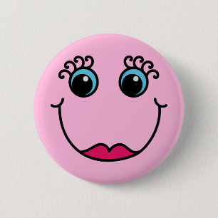 Lady Face Light Pink 2 Inch Round Button