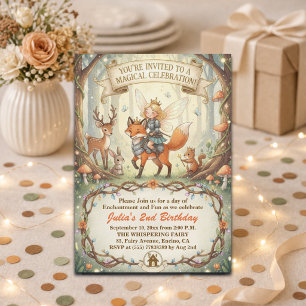 Lady Fairy Whimsical Forest 2nd Birthday Party Invitation