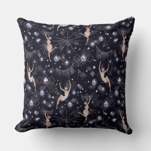 Lady Flappers Glam Black And Grey Design Throw Pillow