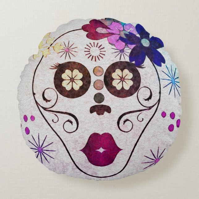 Lady Flor Round Pillow (Front)