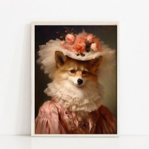 Lady Fox Vintage Portrait Art Print, Renaissance  Poster