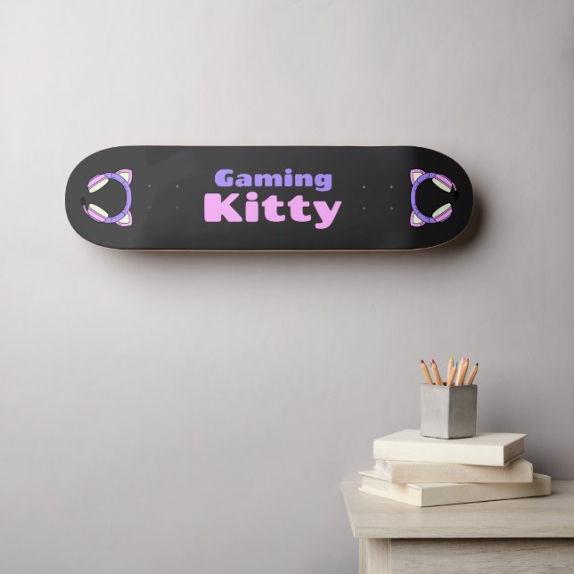Lady Gamer - Gaming Kitty Skateboard (Wall Art (Horz))