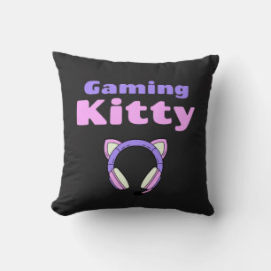Lady Gamer - Gaming Kitty Throw Pillow
