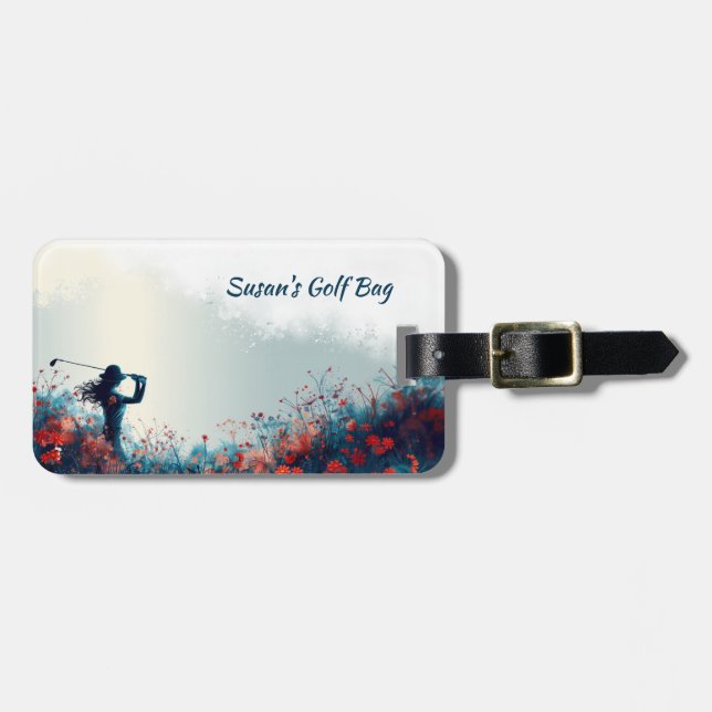 Lady Golf Bag day atmospheric nature Luggage Tag (Front Horizontal)