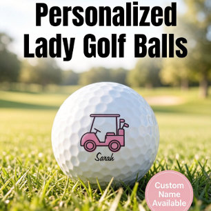 Lady Golf Cart Breast Cancer Awareness Personalize Balls