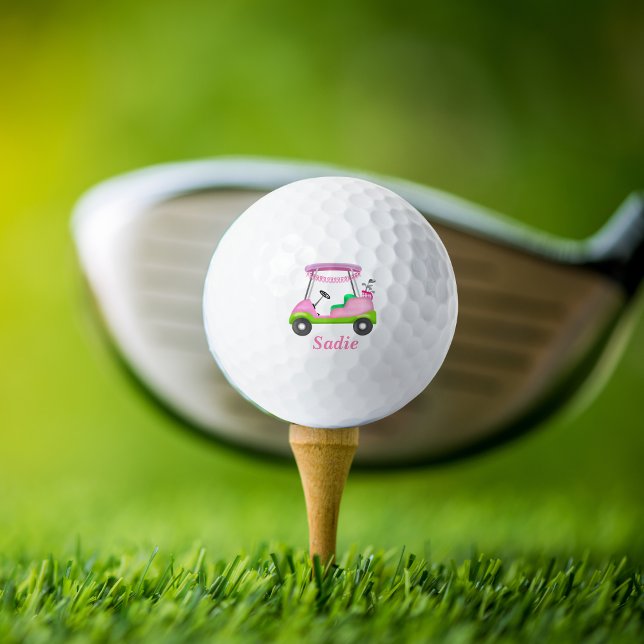Lady Golf Cart Breast Cancer Personalized  Balls (Creator Uploaded)