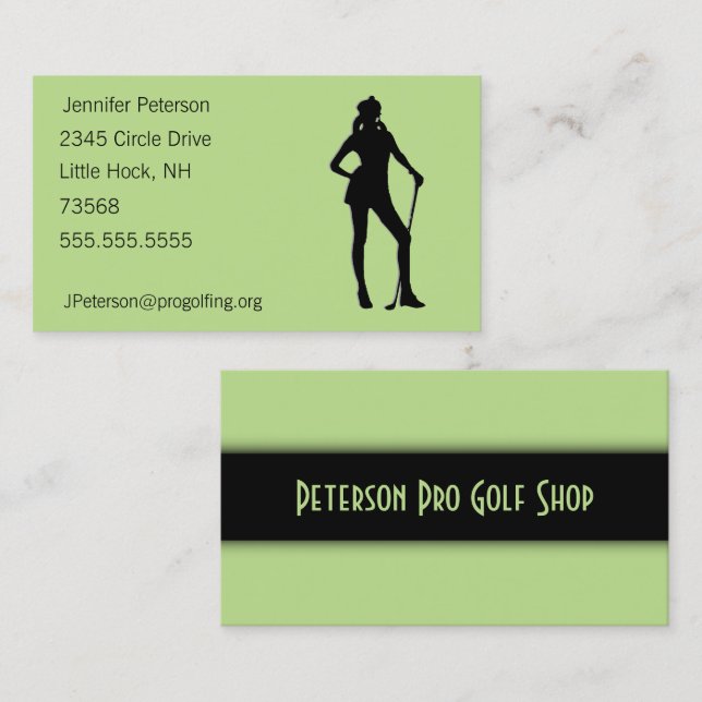 Lady Golf Green Business Card (Front/Back)
