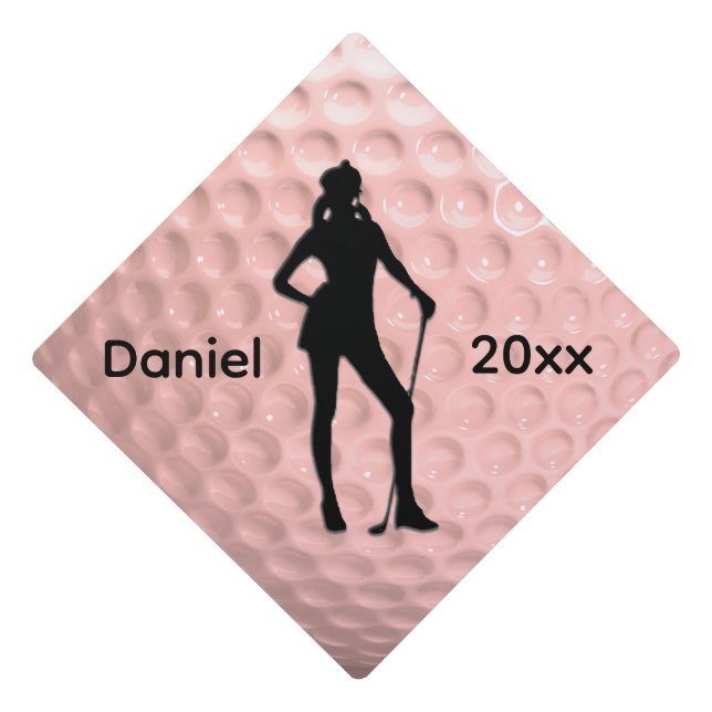 Lady Golf Pink Sport Graduation Cap Topper (Front)