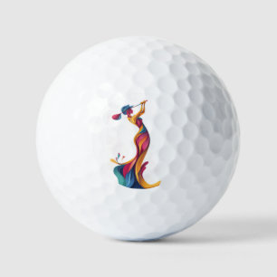Lady Golf, Silhouette, bunt, perfekter Schwung Golf Balls