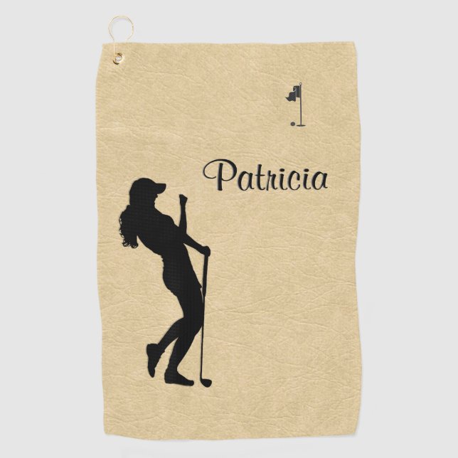 Lady Golf Sports Design Leather Look Golf Towel (Front)