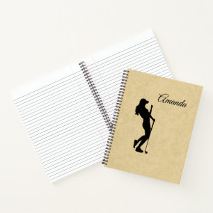 Lady Golf Sports Design Leather Look Notebook