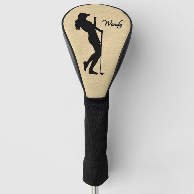 Lady Golf Sports Design Leather Look Personal Golf Head Cover (Front)