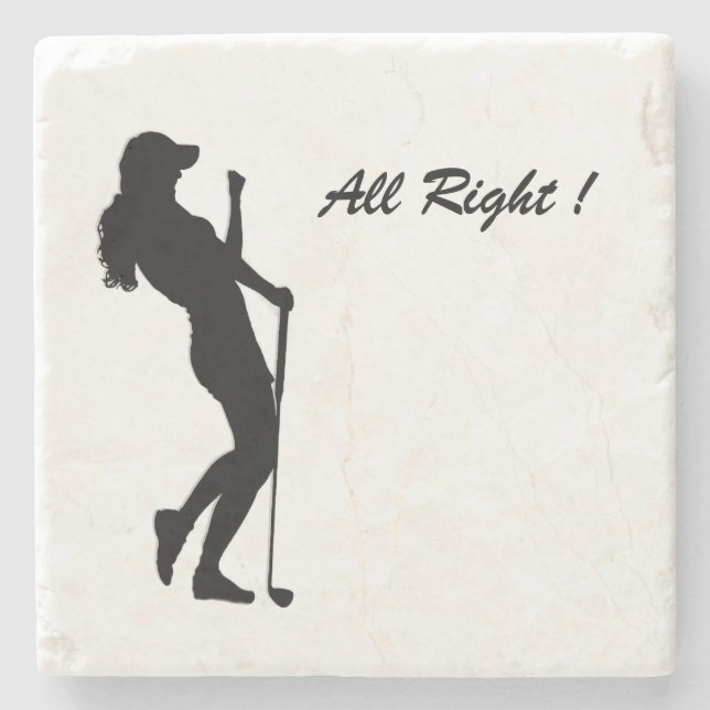 Lady Golf Sports Design Stone Coaster (Front)