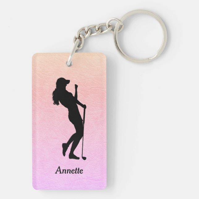 Lady Golf Sports Personalized  Keychain (Back)