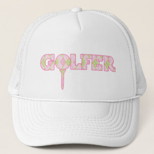 Lady Golfer Argyle pattern styled graphic hat cap