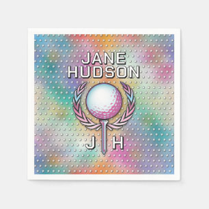 Lady Golfer Custom Monogram Design Napkin