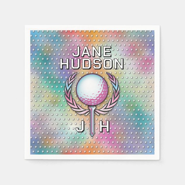 Lady Golfer Custom Monogram Design Napkin (Front)