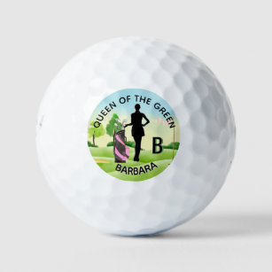 Lady Golfer Golf Course Custom Name 3-D Monogram   Golf Balls
