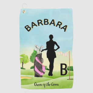 Lady Golfer Golf Course Custom Name 3-D Monogram   Golf Towel