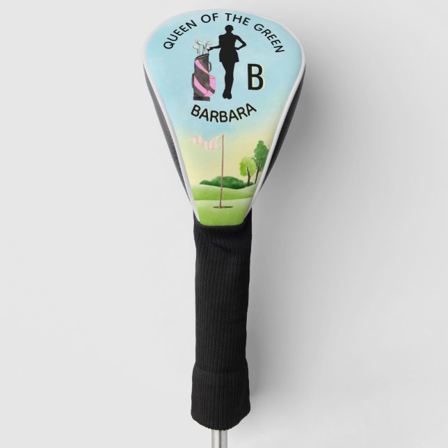 Lady Golfer Golf Course Custom Name 3-D Monogram   Head Cover (Front)