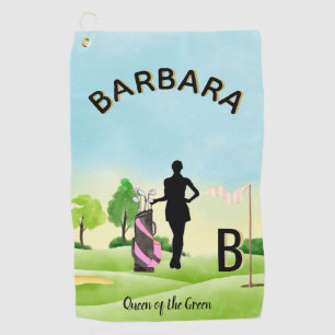 Lady Golfer Golf Course Custom Name 3-D Monogram Towel