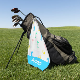 Lady Golfer Icon Pattern Personalized  Golf Towel