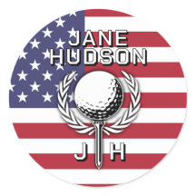 Lady Golfer Patriotic Monogram Design