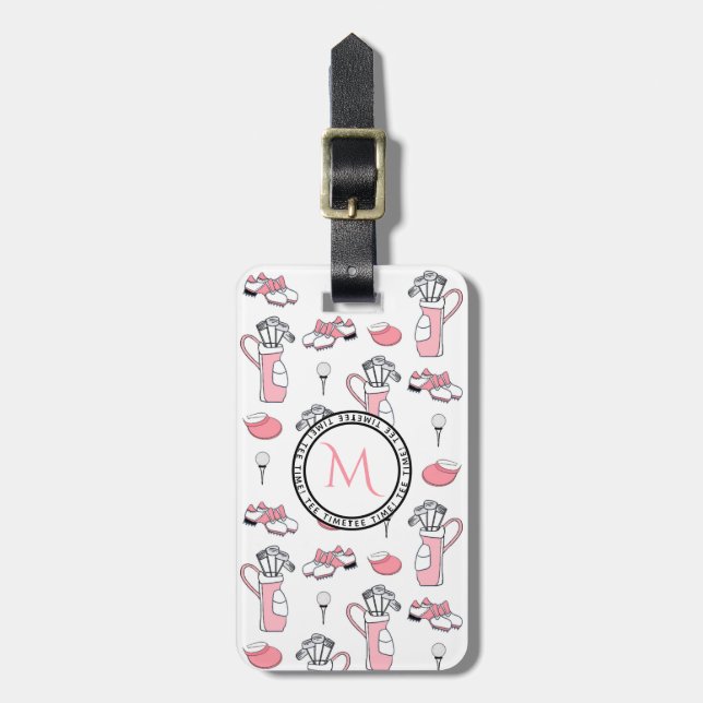 Lady Golfer Personalized Luggage Tag (Front Vertical)