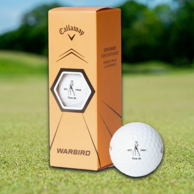Lady Golfer Personalized name and year  Golf Balls (Creator Uploaded)