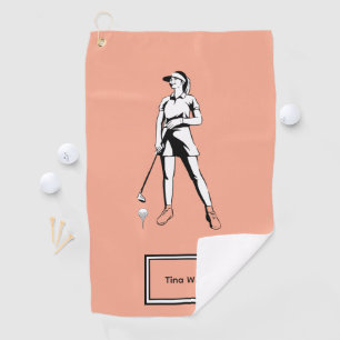 Lady Golfer Personalized name and year Golf Towel