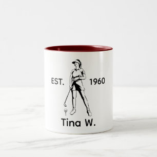 Lady Golfer Personalized name and year Two-Tone Coffee Mug
