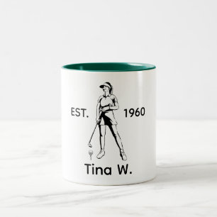 Lady Golfer Personalized name and year  Two-Tone Coffee Mug