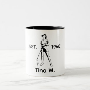 Lady Golfer Personalized name and year Two-Tone Coffee Mug