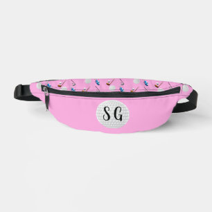 Lady Golfer Pink with White Golf Ball  Fanny Pack
