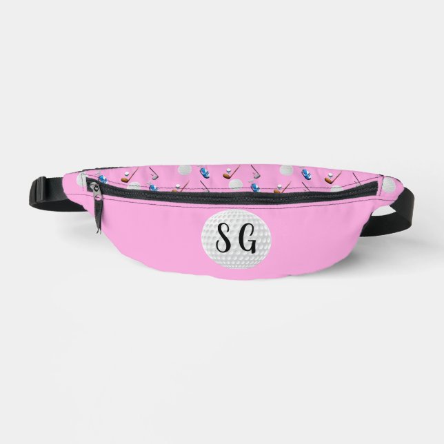 Lady Golfer Pink with White Golf Ball  Fanny Pack (Front)